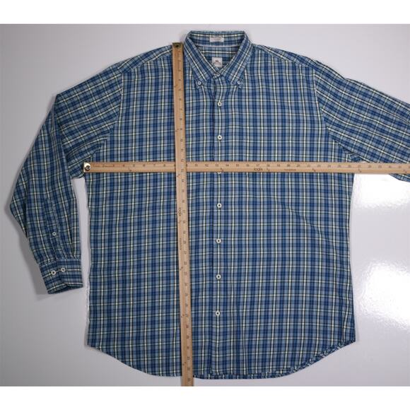 Peter Millar Dark Green Plaid Button-Up Cotton Dress Shirt Men's XL - Picture 4 of 6